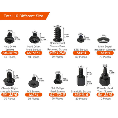 400PCS Computer Screws Motherboard Standoffs Screws PC Screws Laptop Screws PC Case Screws Fan Screws SSD Screws for HDD Hard