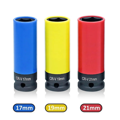 17/19/21mm Hex Sockets Pneumatic Wrench Tire Screw Sleeve Drive Wheel Protector Impact 1/2 Inch Sleeve Nut Socket Tool