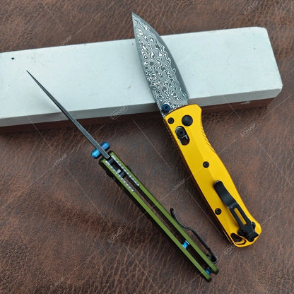 BM 533BK-2 Folding Knife & BM 533 Damascus Folding Knife with Pocket Clip Multi-functional Fishing Portable Outdoor EDC Knives