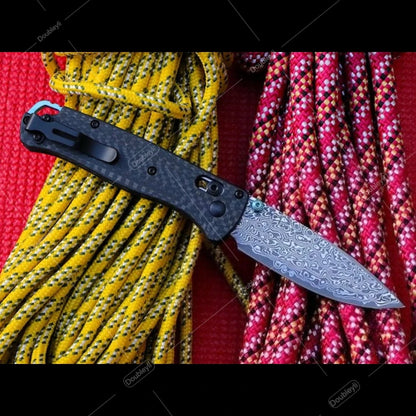 Multi-style Lightweight Folding Knife Ideal Gift for Men Outdoor Adventures Hiking Camping Casual Use - BM 535 Damascus Steel Knife Carbon Fiber Handle