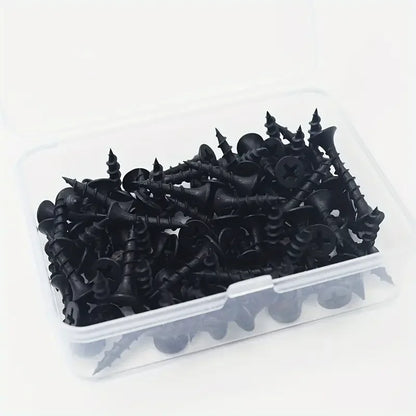 50pcs Black High-strength M3.5 Coarse Thread Screws with Countersunk Head Self-Tapping for Drywall Gypsum Board