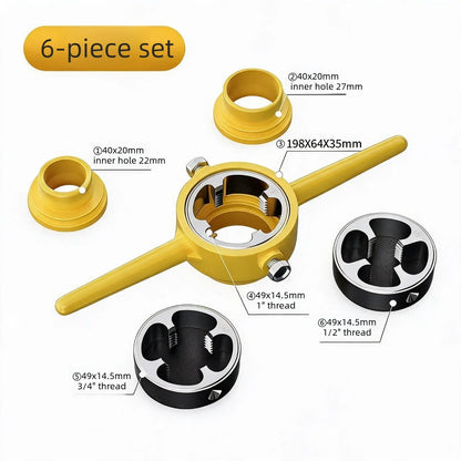 6PCS Pipe Thread Die Set Manual PVC Pipe Threading Tool 1/2" 3/4" 1" Plumbing Thread Maker Hand Tool For Water Pipe Repair