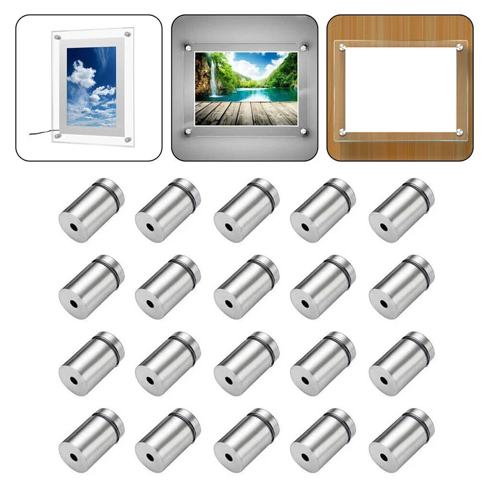30pcs Advertising Nails 12x20/25/25mm Stainless Steel Screws for Wall Mount Glass/Acrylic Sign Standoff Fixing Screws Hardware