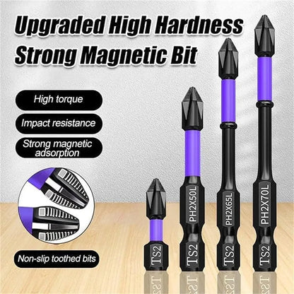 New Anti-Slip Long Screwdriver Bit Set Magnetic Impact Phillips Bit Hex Shank Cross Impact Driver Bit for Power Drilling