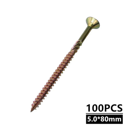 100Pcs/Pack 35mm 45mm 60mm 80mm Self-tapping Screw M5 Flat Head Torx T25 Screws Galvanized Woodworking Screws Hardware Tools