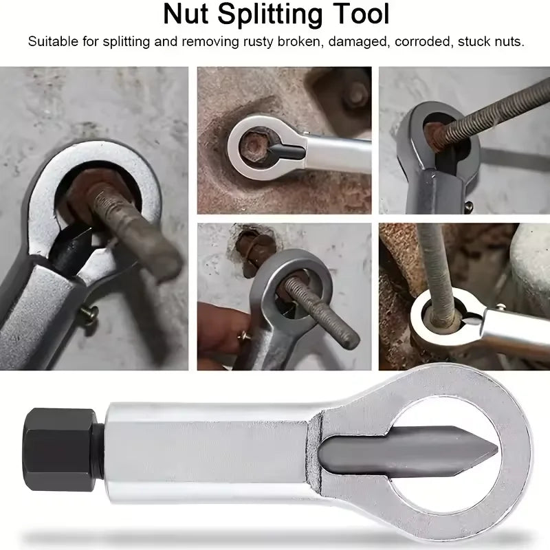 9-27mm Rusty Nut Separation Wrench Damaged Screw Nut Splitter Spanner Manual Remove Cutter Steel Portable Hex Extractor Tools