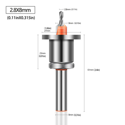 8mm Shank Countersink Drill Bit With Stop Alloy Head Taper Hole Step Drill For Wood Screw Installation Woodworking Drilling