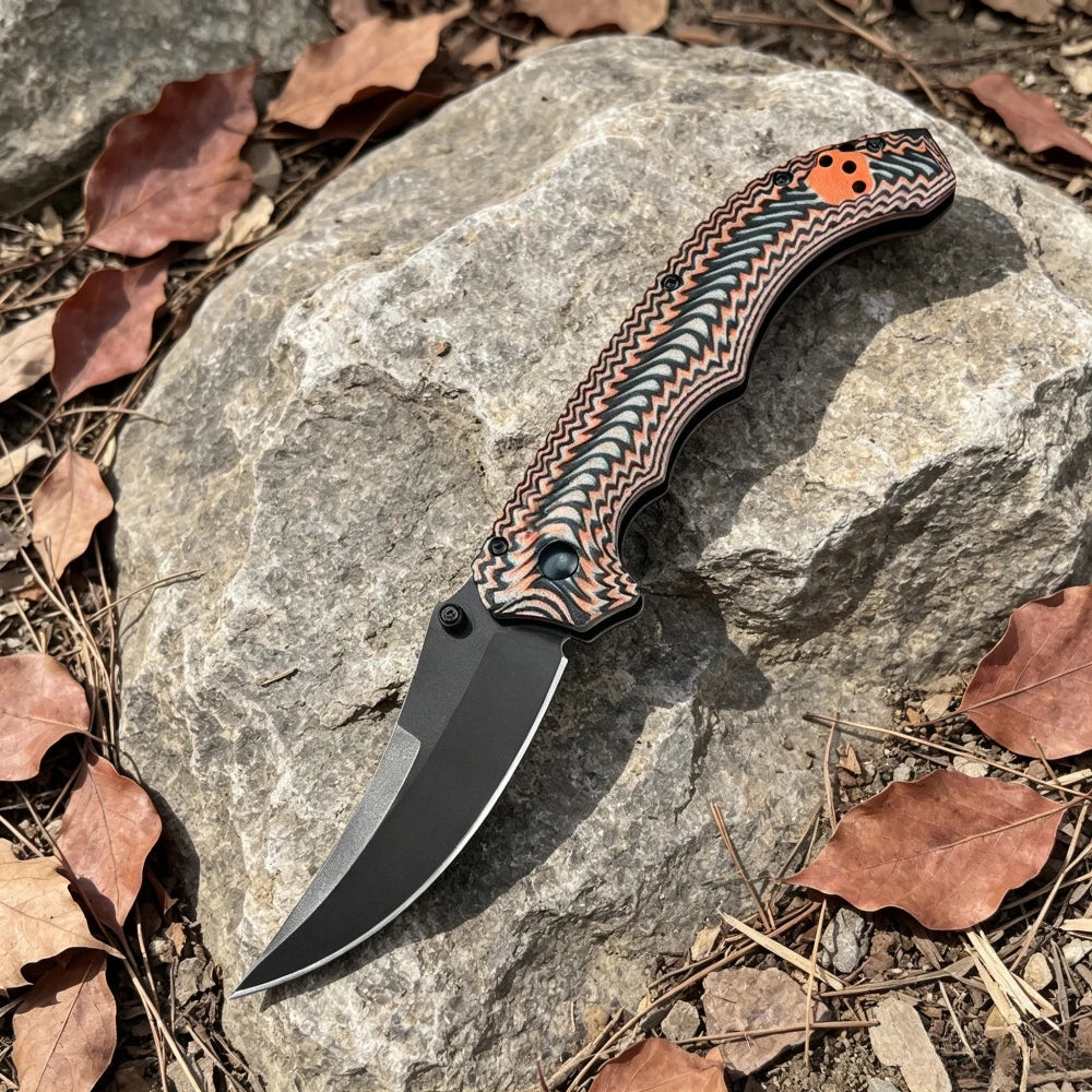 865 High Hardness Folding Knife G10 Handle Outdoor Hiking Wilderness Exploration Camping Cooking Barbecue Multi Functional Wear Resistant Practical Tool