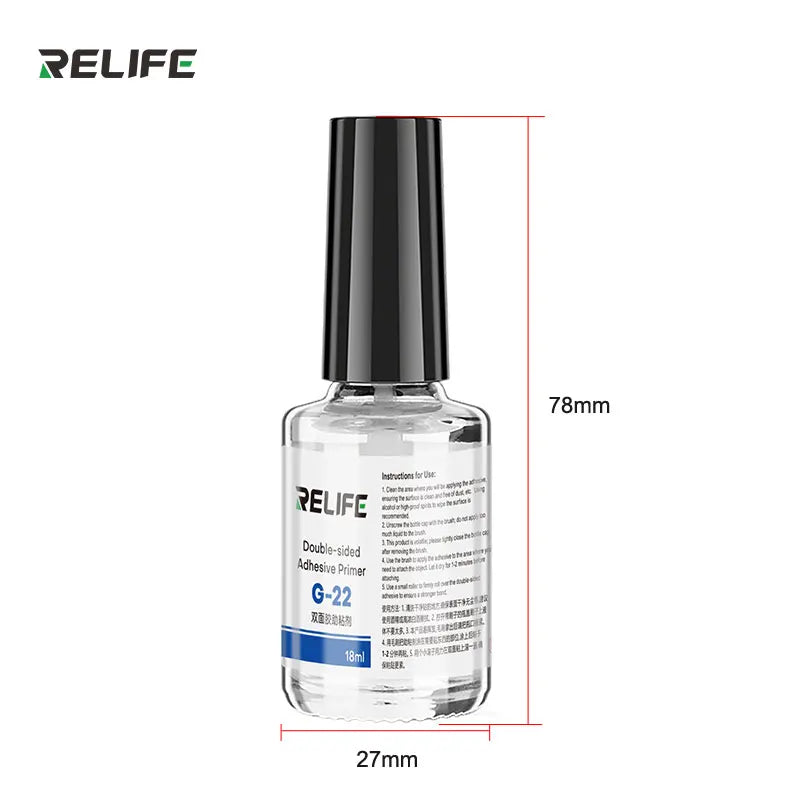 RELIFE G-22 18ml Double-sided Adhesive Primer Built-in Brush Threaded Mouth for Phone Frame Car Plastic Glass Repair