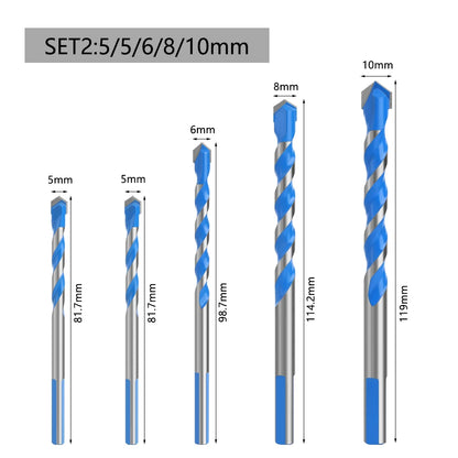 Blue Multifunction Carbide Masonry Drill Bit,Triangle Shank Tile & Concrete Drill Bits for Ceramic, Brick, Glass & Wood Drilling