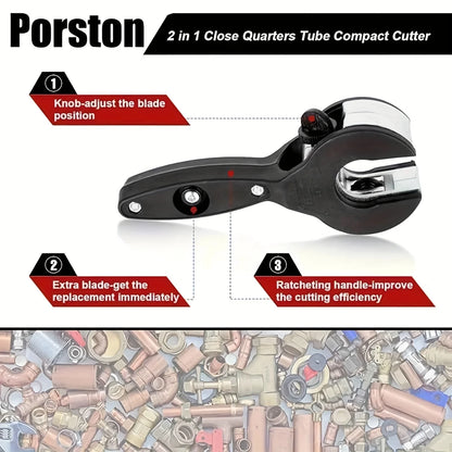 Ratchet Tube Cutter - Versatile Hand Tool for Copper, Aluminum, Iron, Stainless Steel, PPR & PE Pipes