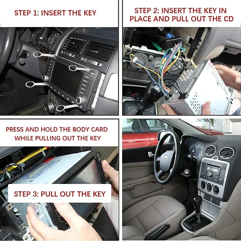 4Pcs Car Radio Removal Tool Stereo Release Keys Auto Stereo Install & Removal Repair Accessories