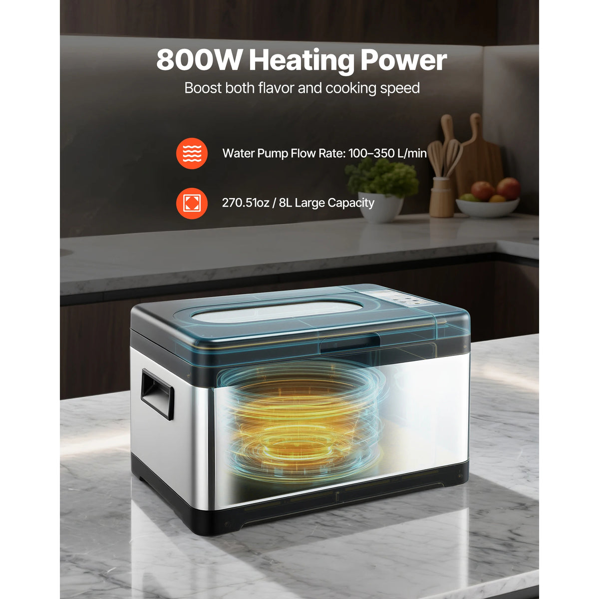 SucceBuy 800 W Sous Vide Cooker  with LED Digital Display Glass Lid Precise Temperature & Timer Control for Family & Friends