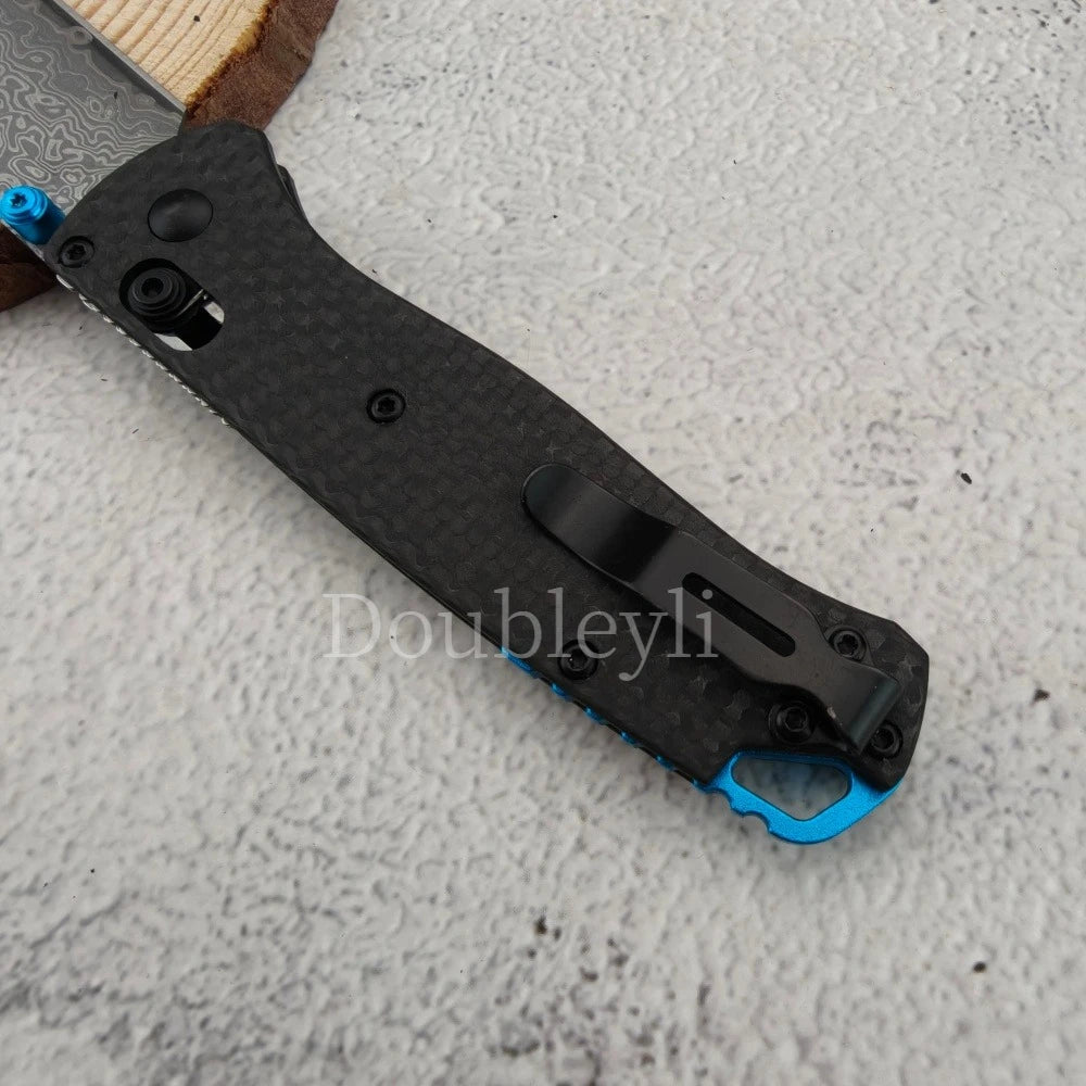 Lightweight BM 535 Damascus Steel Folding Knife Carbon Fiber Handle with Clip EDC Knives Outdoor Camping Fruit Knife Men's Gifts