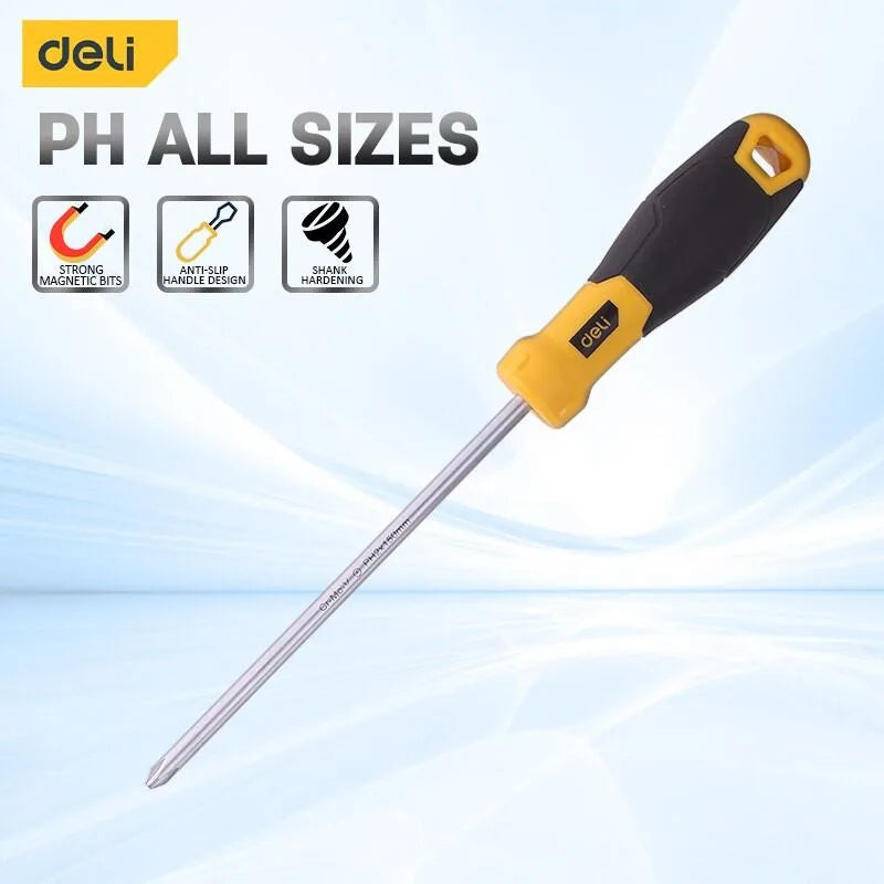 Deli 1 Pcs PH0/PH1/PH2/PH3 Magnetic Philips Screwdriver Household Precision Screw Driver Electrician Portable Repair Hand Tools