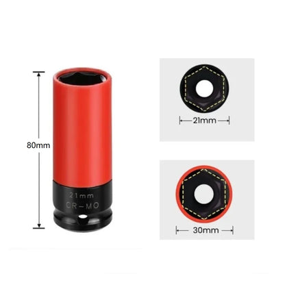 17/19/21mm Hex Sockets Pneumatic Wrench Tire Screw Sleeve Drive Wheel Protector Impact 1/2 Inch Sleeve Nut Socket Tool