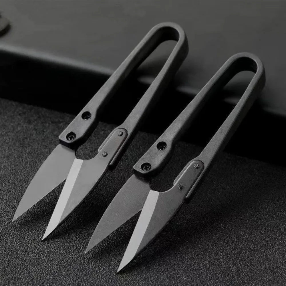 1pc Black Carbon Steel U-shaped Shears Stainless Elastic Scissors Clothing Needle Thread Knitting Supplies Scissors Accessories