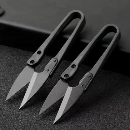 1pc Black Carbon Steel U-shaped Shears Stainless Elastic Scissors Clothing Needle Thread Knitting Supplies Scissors Accessories