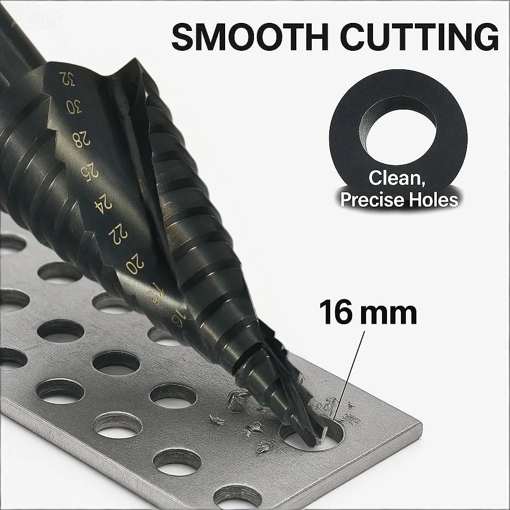 HSS Cobalt Step Drill Bit 4-32mm Spiral Cone Bit Triangle Shank Metal Wood Drilling Reamer High Speed Steel DIY Tool
