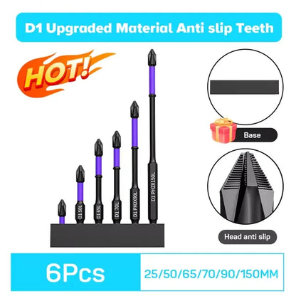 Anti-Slip and Shock-Proof Bits Screwdriver Bits,High Hardness Strong Magnetic 25/50/65/70/90/150mm PH2 Screwdriver Set