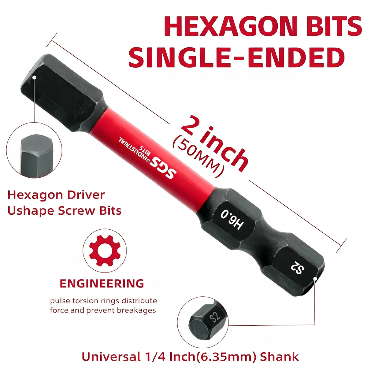 10-Piece 50mm Inner Hex Bits Set S2 Steel Magnetic Torque Buffer Repair Accessories Full Specification H1.5-H8 Complete Set