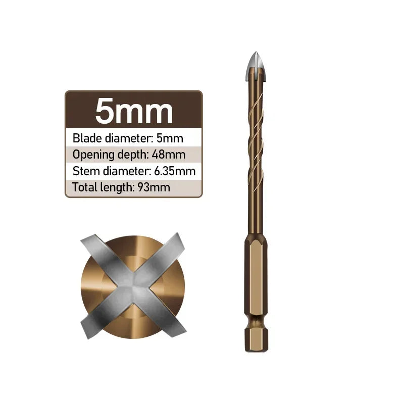 Cross Hexagonal Ceramic Tile Tips Glass Cement Opener Hole Triangle Alloy Drill Size 3mm 4mm 5mm 6mm 8mm 10mm 12mm