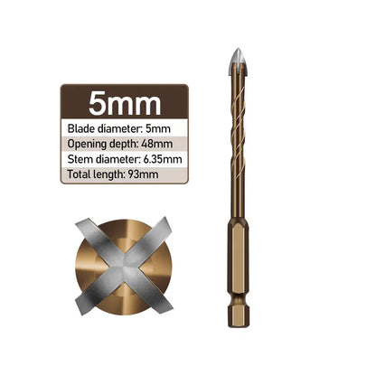 Cross Hexagonal Ceramic Tile Tips Glass Cement Opener Hole Triangle Alloy Drill Size 3mm 4mm 5mm 6mm 8mm 10mm 12mm
