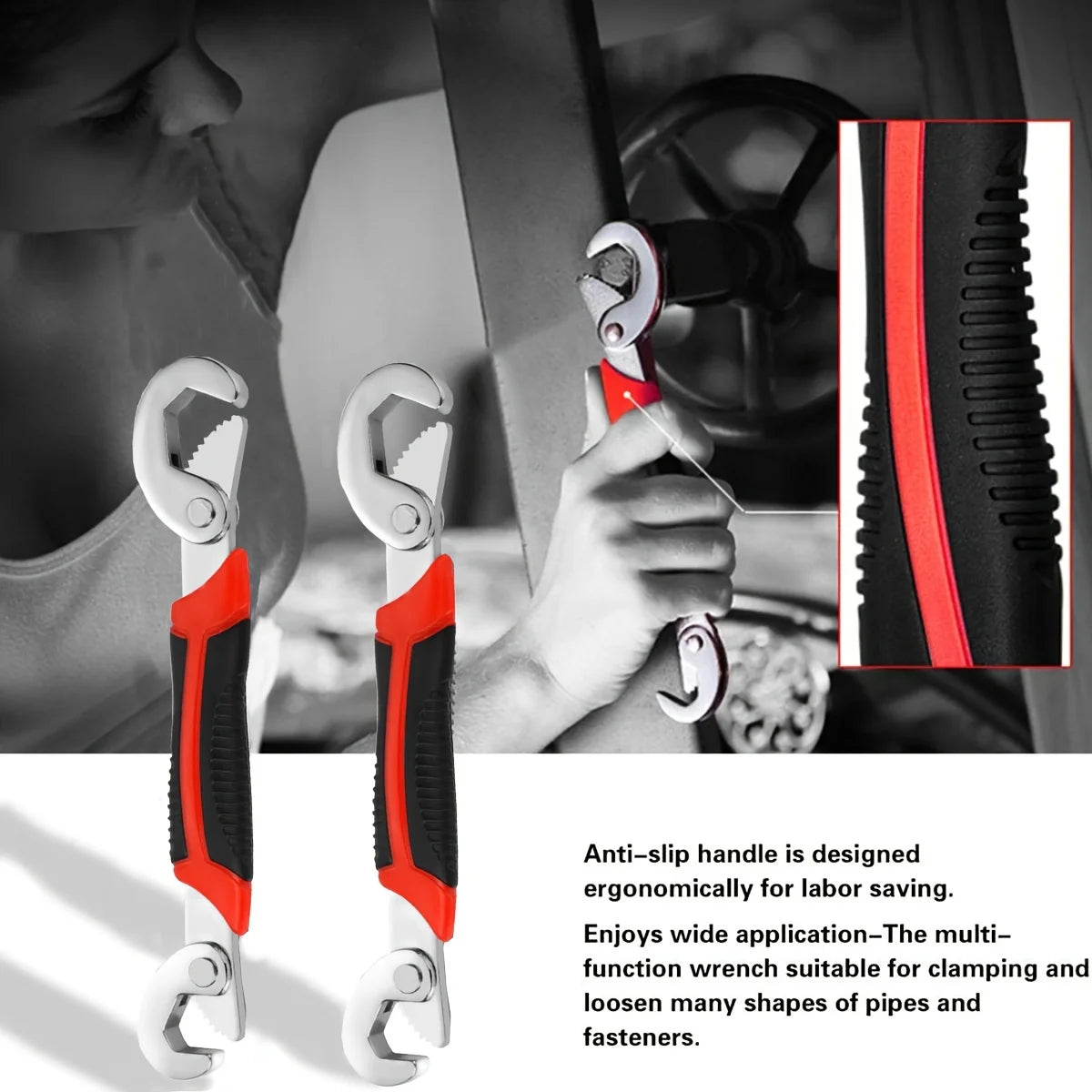 Adjustable Spanner, Universal Wrench,Quick Multi-function,New Grip 6-22mm 1 packs，Universal Opening Wrench