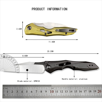 7650 Folding Knife CPM154 Blade Aluminum Handle EDC Portable Outdoor Multi-functional Practical Tool Hiking Camping Mountaineering Wild Exploration Carry Gear