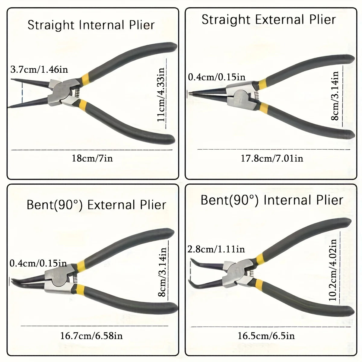 4 Pcs Snap Ring Pliers Set, 7 Inches Internal/External Heavy Duty for Ring Remover Retaining Straight Bent Lock Pliers Set - AliExpress