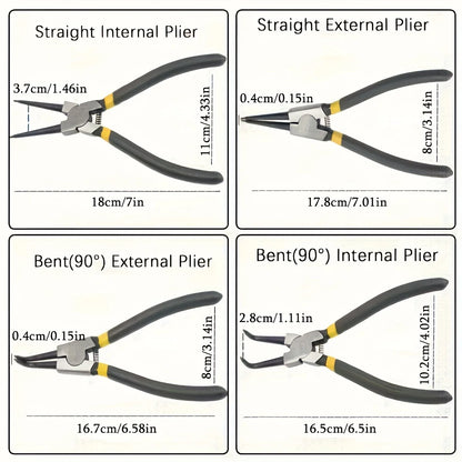 4 Pcs Snap Ring Pliers Set, 7 Inches Internal/External Heavy Duty for Ring Remover Retaining Straight Bent Lock Pliers Set - AliExpress