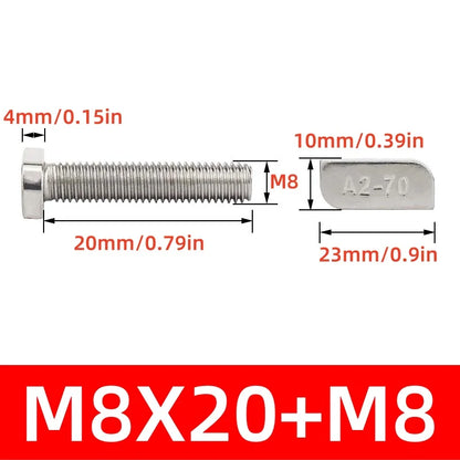 M8/M10 T-Bolt Kit 304 Stainless Steel (A2-70) - T-Screws Locking Tooth Flange Nuts - for Solar Panel Mounting PV Rails Greenhous