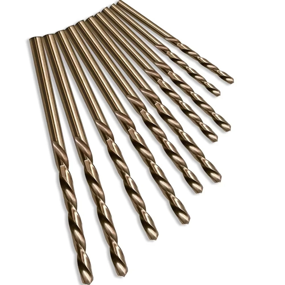 10pcs/set HSS M35 Cobalt Drill Bits 1-3mm for Metal/Stainless Steel - High-Speed Steel Cobalt Coated Drill Bits with Enhanced