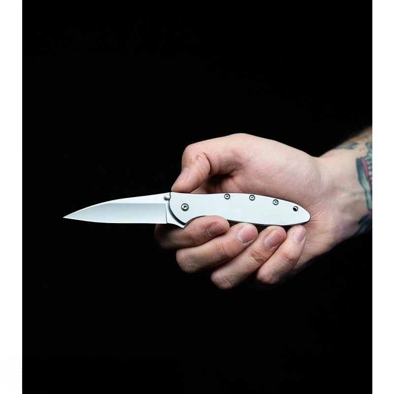 KS Leek 1660 Aluminum Folding Knife with 8Cr13Mov Blade Window Breaker Self-defense and Protection Tool Outdoor Fishing Knife