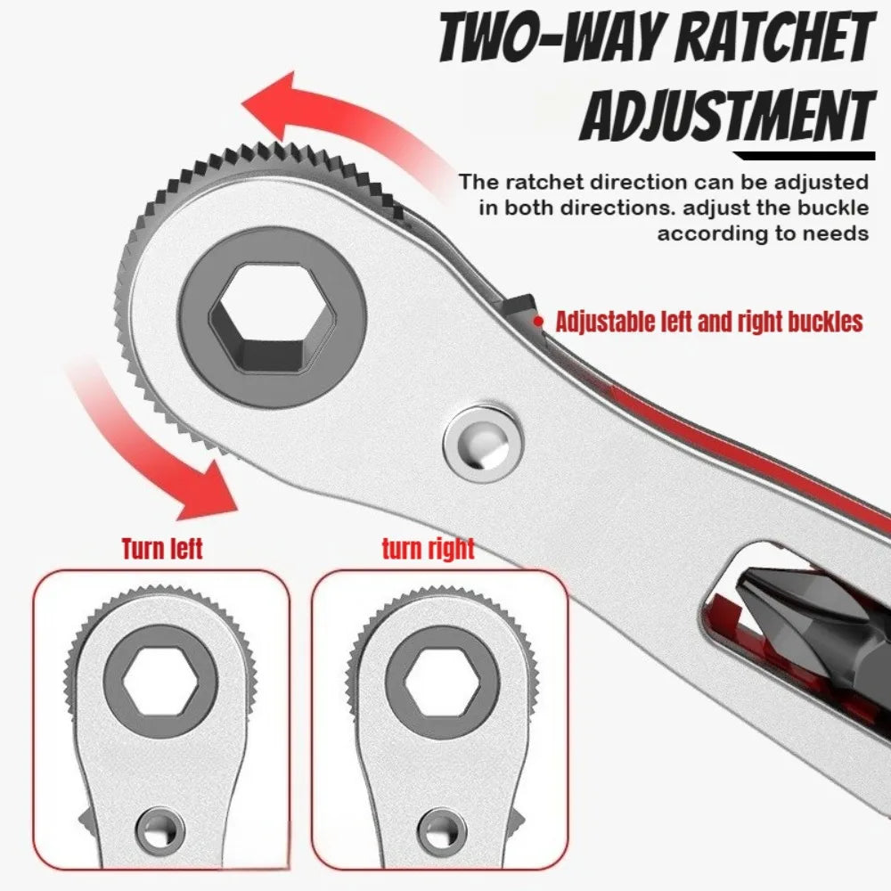Right Angle Screwdriver Set Mini Ratcheting 90 Degree Offset Screwdriver Pocket Low Profile Ratchet Wrench Bit Socket Set