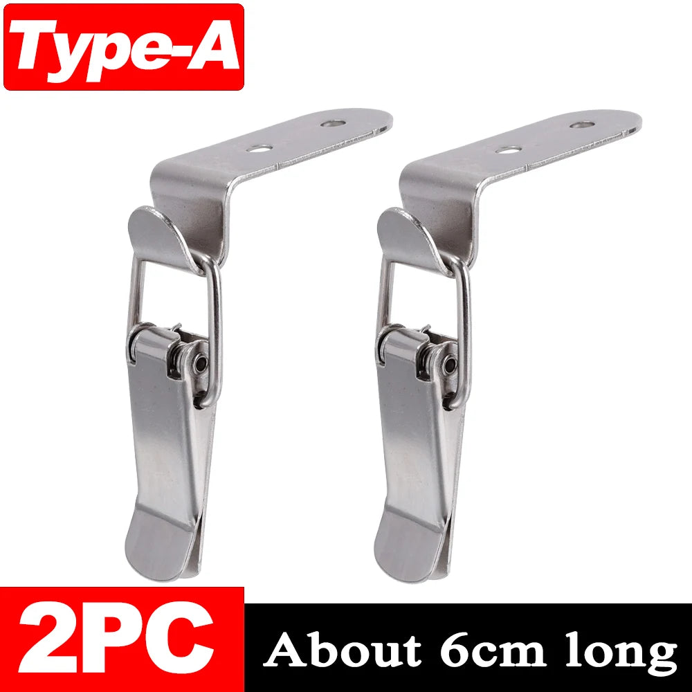 90 Degree Duck Mouth Hasp Lock Silver Metal Spring Hook for Wood Box
