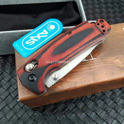 North Fork BM 15031 Outdoor Axis Folding Knife with Clip Jungle Exploration Wilderness Camping Backpacking Utility Jackknife Stablized Wood Handle
