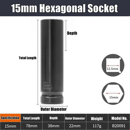 1/2" Drive Deep Impact Socket Drive Metric Wrench Socket Deep Impact Socket Pneumatic Wrench Head Tire Removal Tools