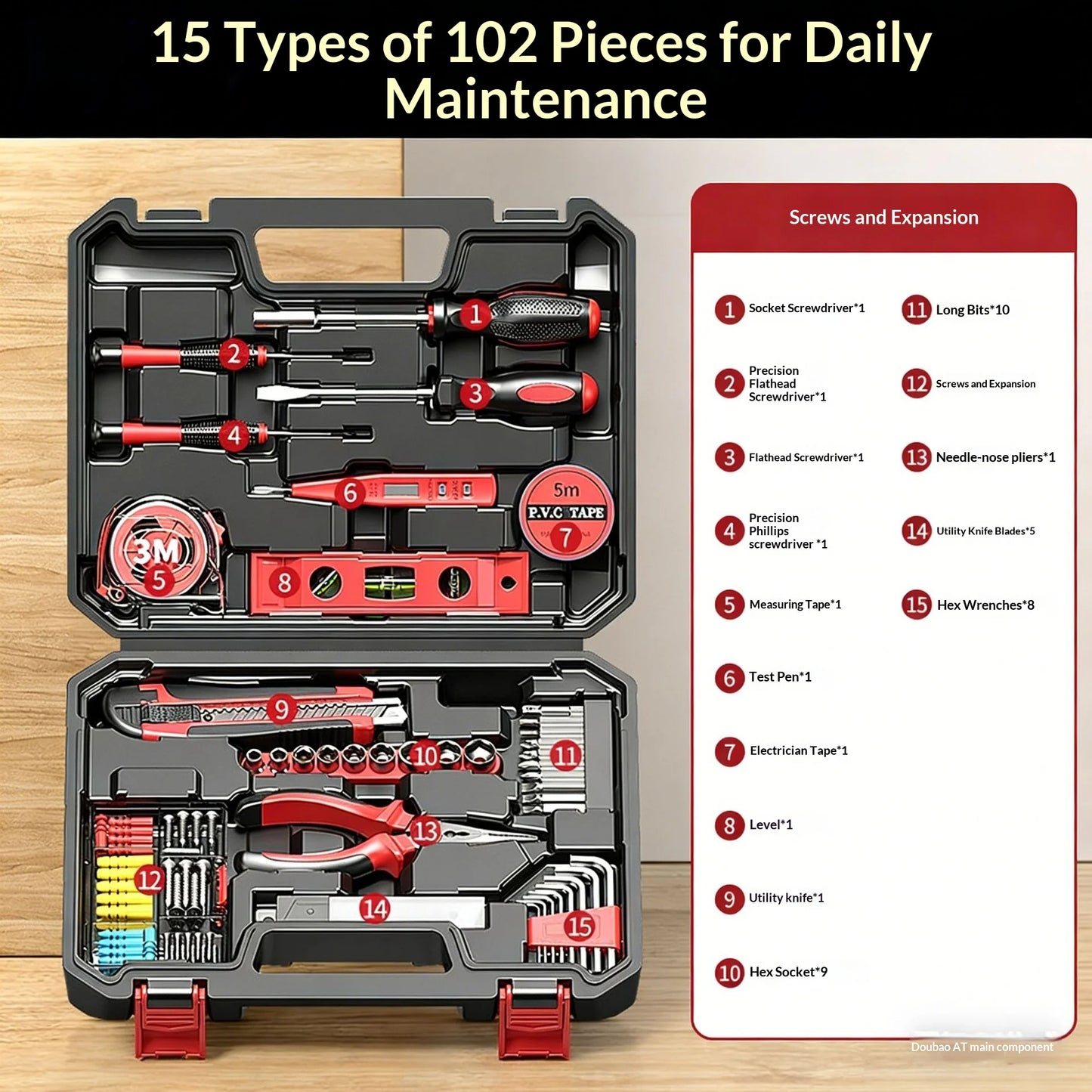 Hand Tool Combination Set Screwdriver Wrench Pliers Hexagonal Wrench Household Hardware Multi-Functional Electrician RepairTools