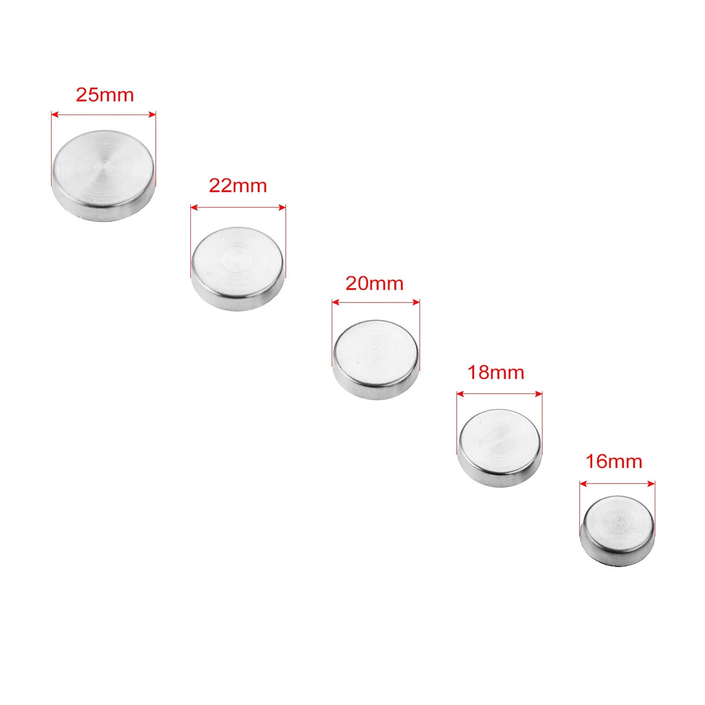 DRELD 20Pcs Stainless Steel Decorative Mirror Screw Cap Nails Screw Covers Fasteners & Hooks Furniture Hardware 16/18/20/22/25mm
