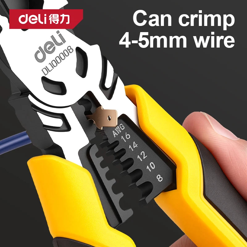 Deli Industrial Grade Wire Pliers Sharp Large Opening Multifunctional Stripping Pliers Manual Hardware Tools