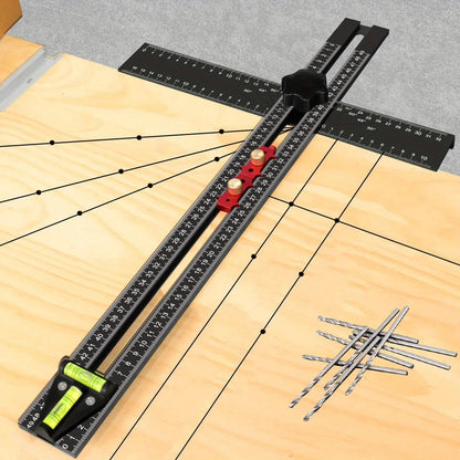 2-in-1 Adjustable T Square Drilling Positioning Ruler Aluminum Cabinet Drawer Hardware Hole Drilling Template Kit