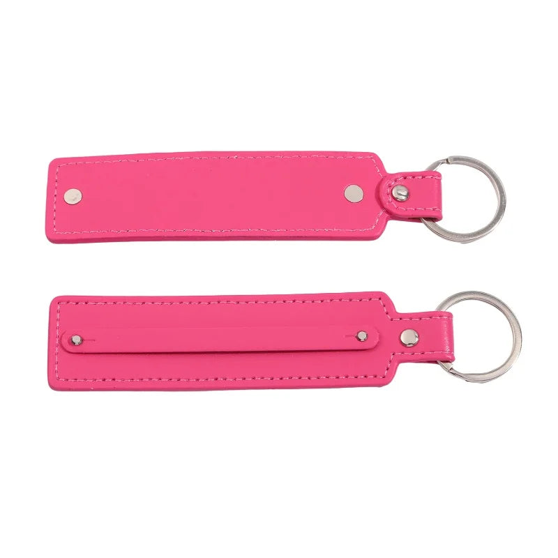 50pcs/lot PU Leather Keychain with 8mm Slide Bar Keyrings Key Holder Fit for 8mm DIY Slide Charms
