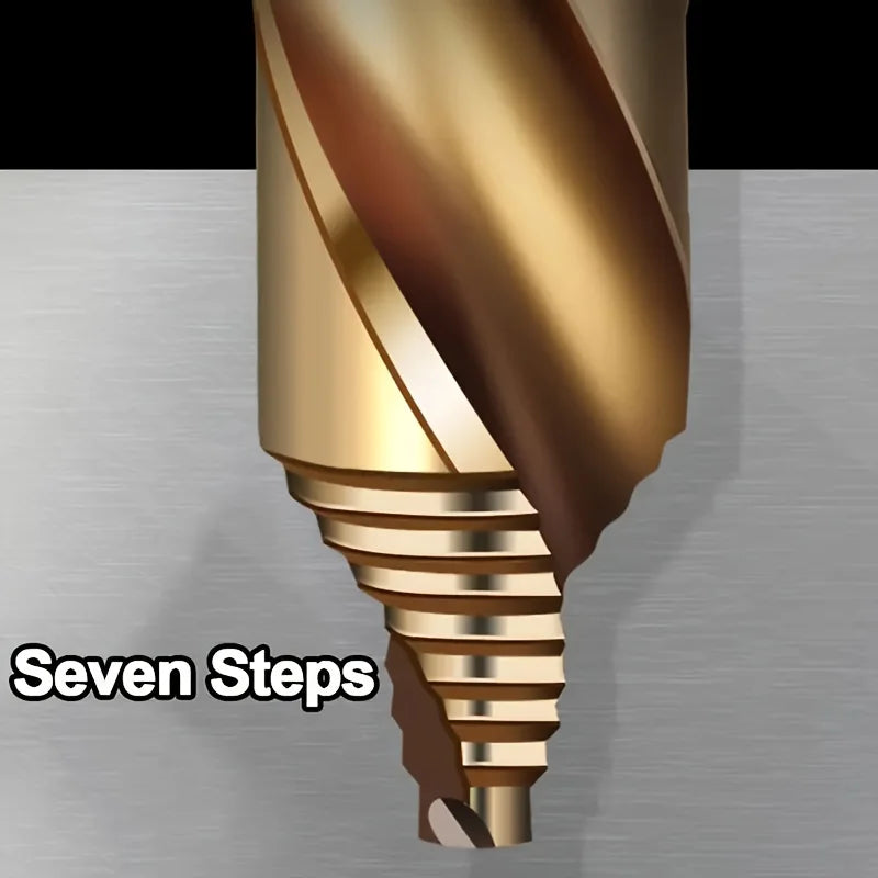 6Pcs Step Drill Bit Set 1-6mm With Gold Oxide Coating, Professional For Stainless Steel & Hard Metal