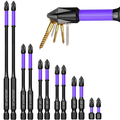 New Anti-Slip Long Screwdriver Bit Set Magnetic Impact Phillips Bit Hex Shank Cross Impact Driver Bit for Power Drilling