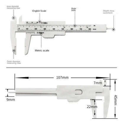 Plastic Portable Mini Sliding Vernier Caliper 0-80mm Double Scale Gauge Student Ruler Measure Tools Small Object Creative Gift