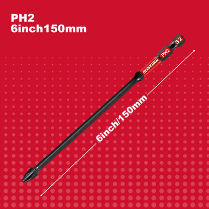 Geinxurn 6 in. Impact Tough #2 Phillips Screwdriver Bits Set, S2 Alloy Steel Impact Tough Screwdriver Power Bit Set