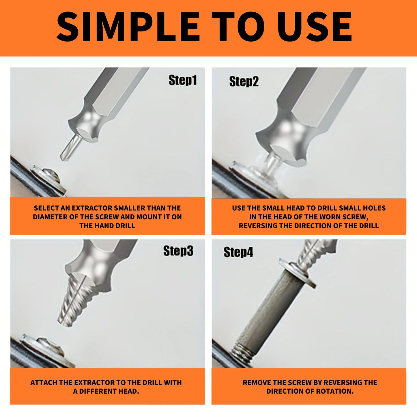 5pcs Broken Screw Extractor Set HSS Screw Extractor Drill Bit Damaged Bolt Remover Tool Kit