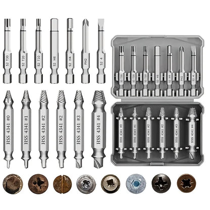 13Pcs Stripped Screw Extractor Set with Case, HSS 4341 Damaged Bolt Remover & S2 Steel Screwdriver Bit Kit