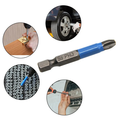 6Pcs Hex Shank Screwdriver Bit Set PH1 PH2 PH3 PZ1 PZ2 PZ3 S2 Steel Anti Skid Cross Head for Woodworking Repair